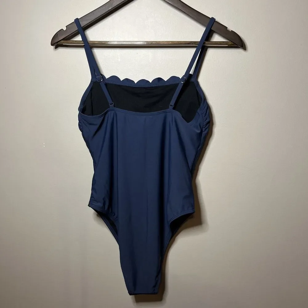Cupshe Blue Scalloped Square One Piece Swimsuit New With Tags Blue Pool Beach‎